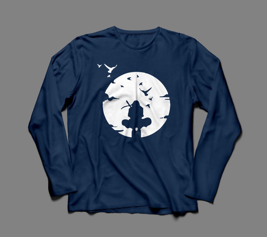 SAMURAI LONG SLEEVE NAVY BLUE  COTTON TSHIRT FOR MEN