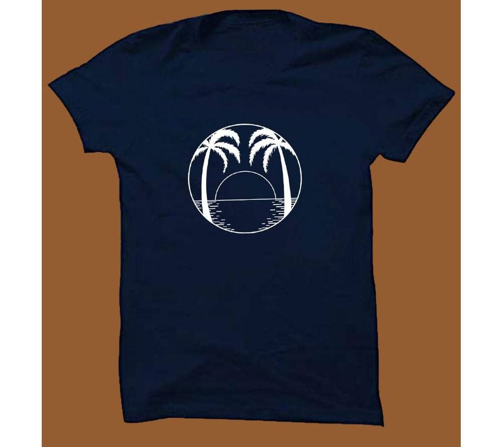 Navy Blue Cotton Short Sleeve T-Shirt for Men NBTS011