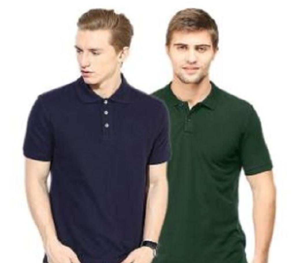 MULTICOLOR Casual Half Sleeve Polo t-Shirt For MenCombo Pack of 2