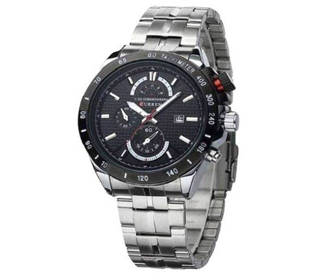 Curren stainless steel wrist watch silver and black 