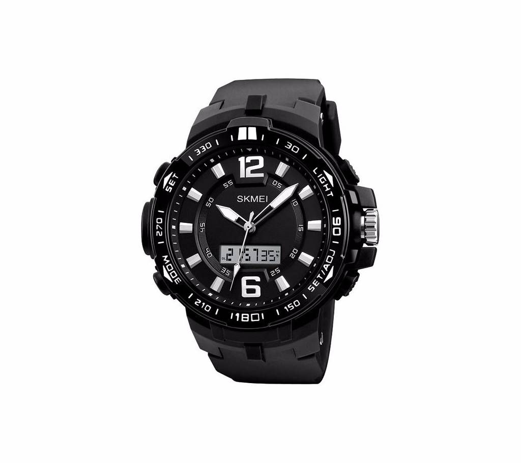 Skmei 1273 - Black PU Sports Watch for Men