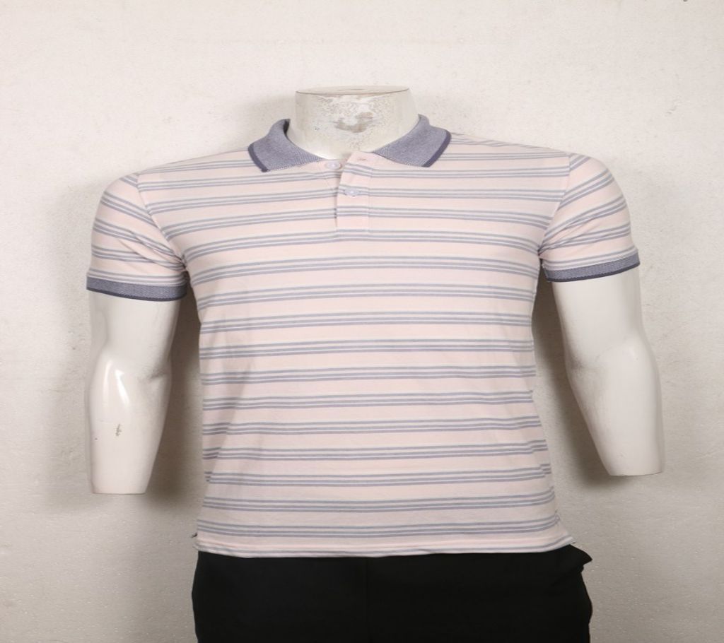 White & grey stripe Polo shirt