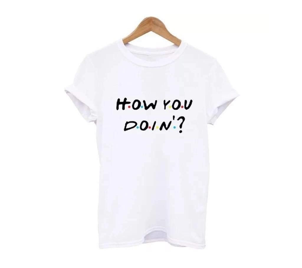 Half Sleeve Cotton Tshirt For Men - White