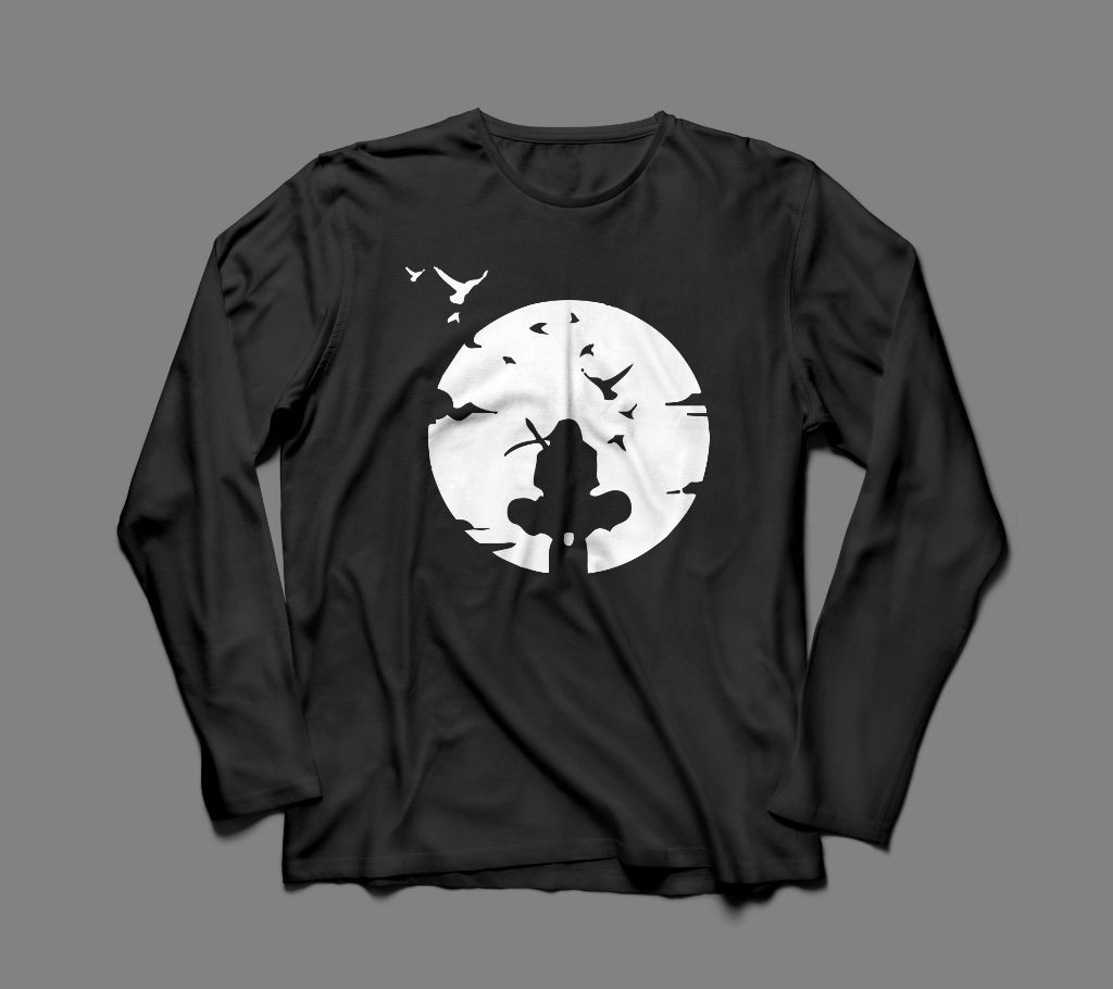 SAMURAI LONG SLEEVE BLACK  COTTON TSHIRT FOR MEN