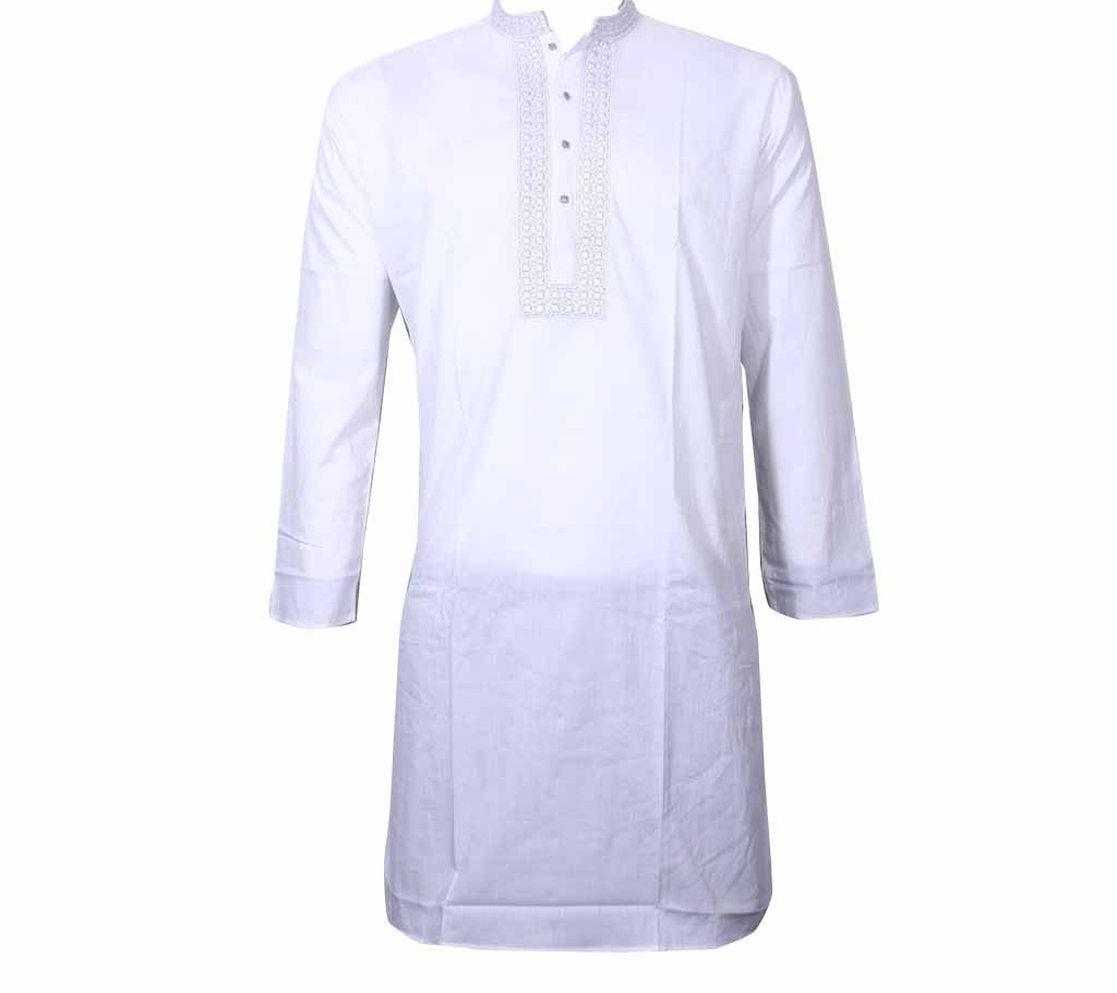 Long Cotton Punjabi for Men-White