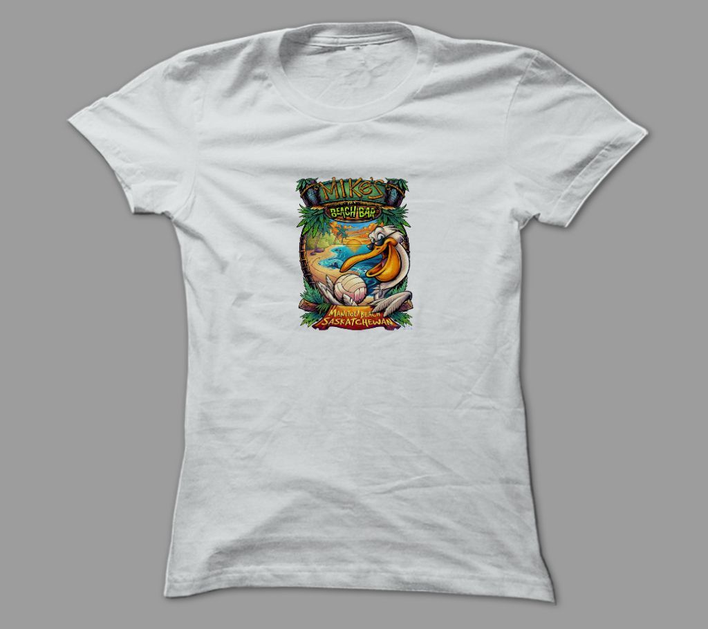 Beach Bar White Polyester T-Shirt