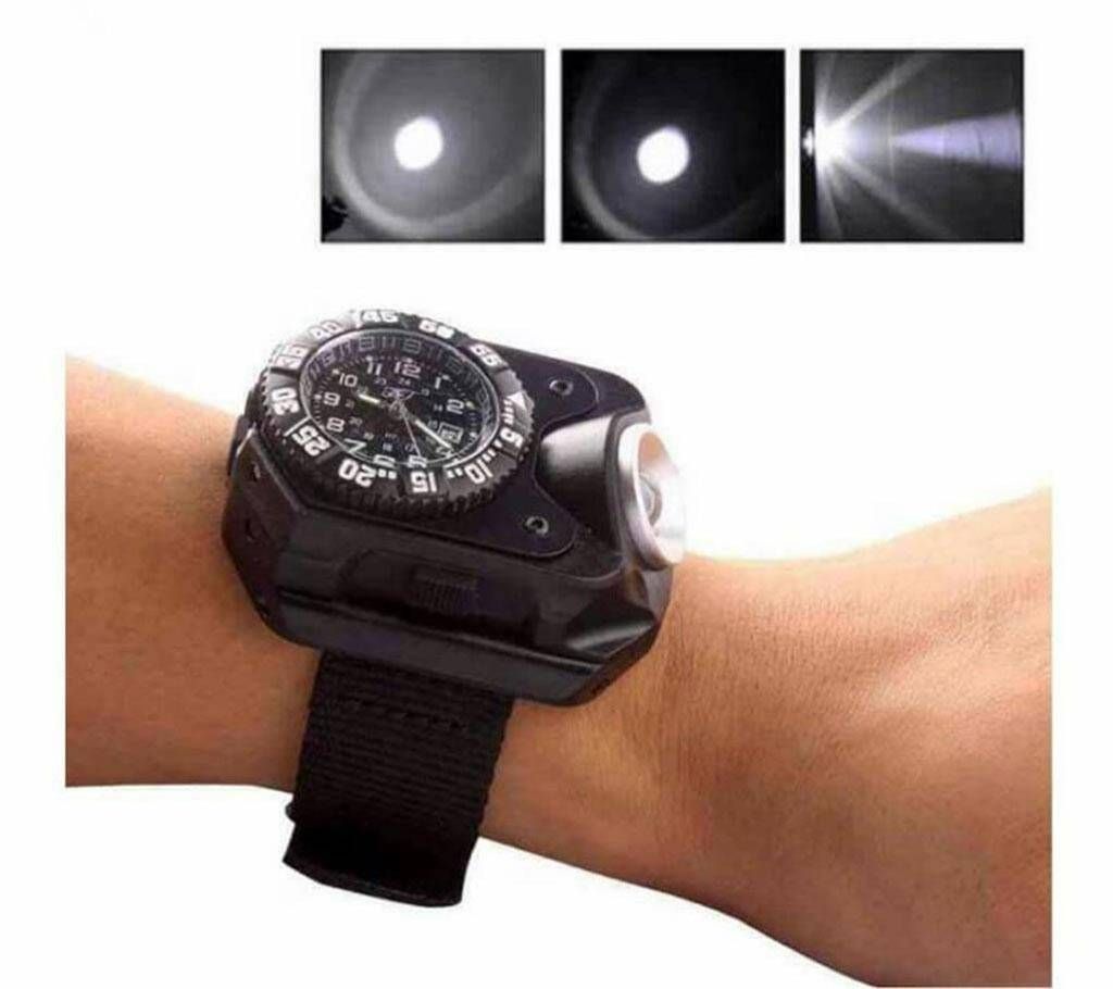 Rechargeable LED flash light wrist watch 