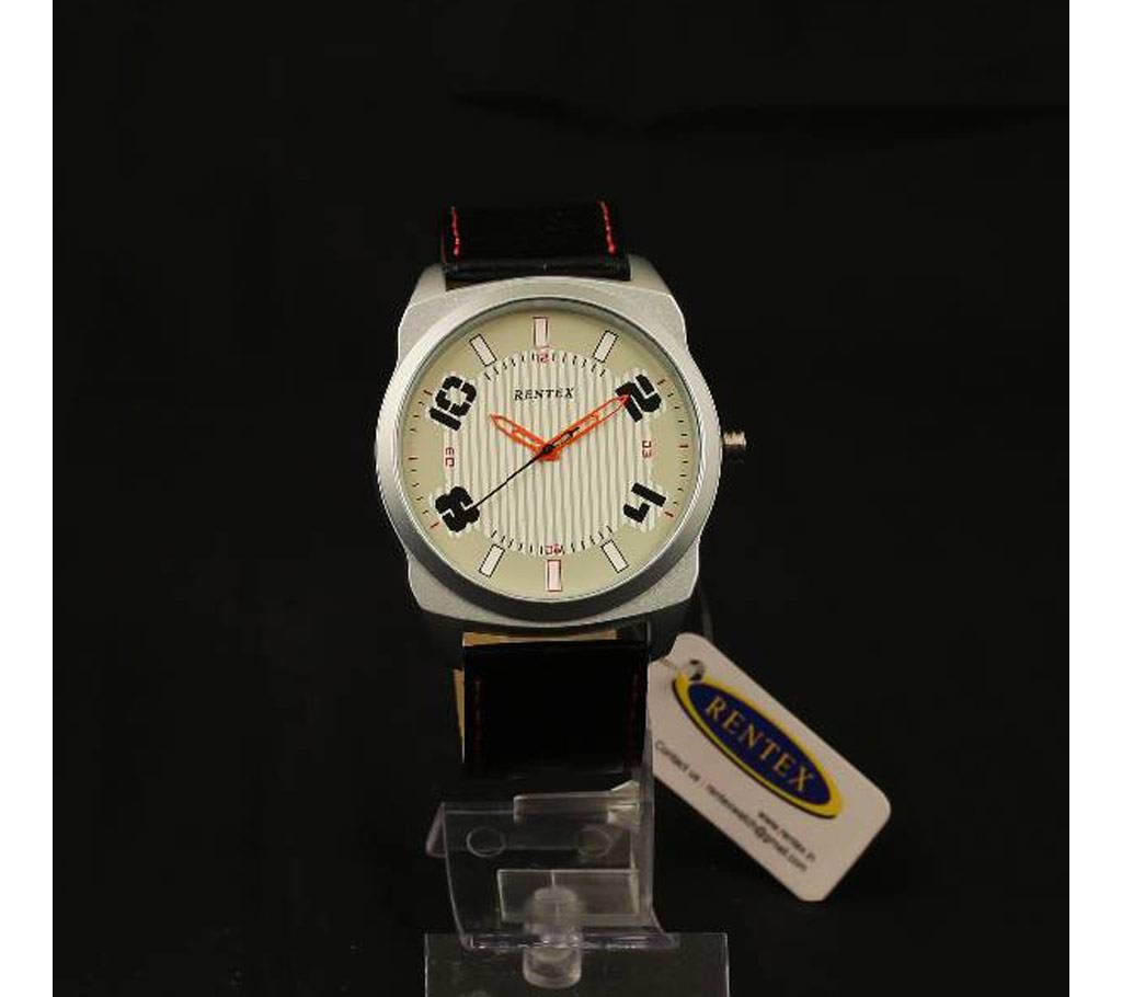 White Dial Black Leather Strap Original Rentex Wat