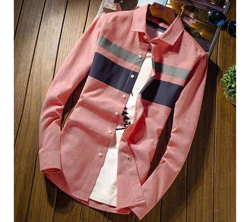 Pink Cotton Casual Shirt For Men