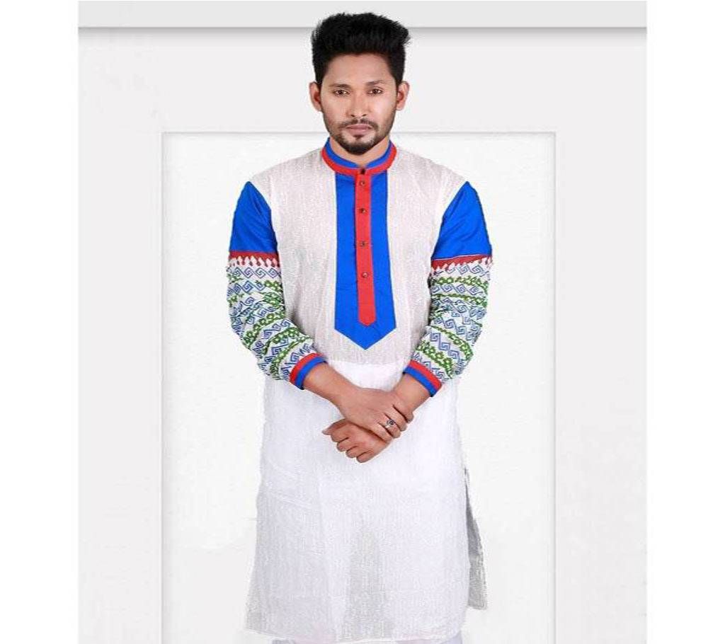 Gens Semi Long Fashionable Block Printed Panjabi