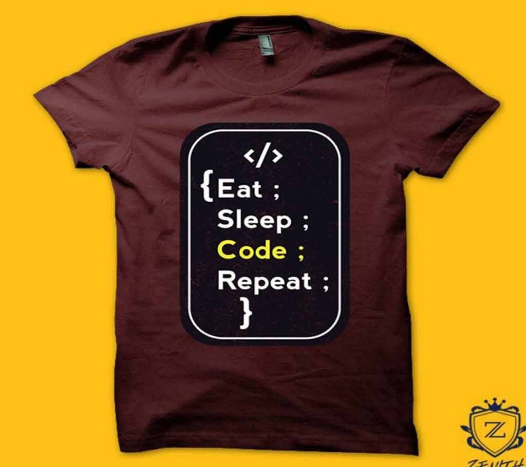 Eat Sleep Code Repeat Gents Half Sleeve T-shirt