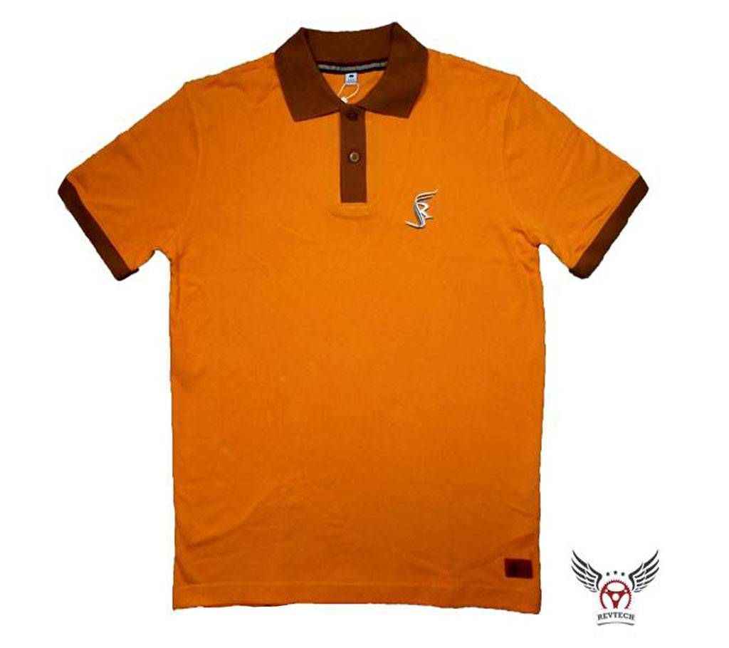 Mercerised Cotton Polo Shirt Orange Pepper