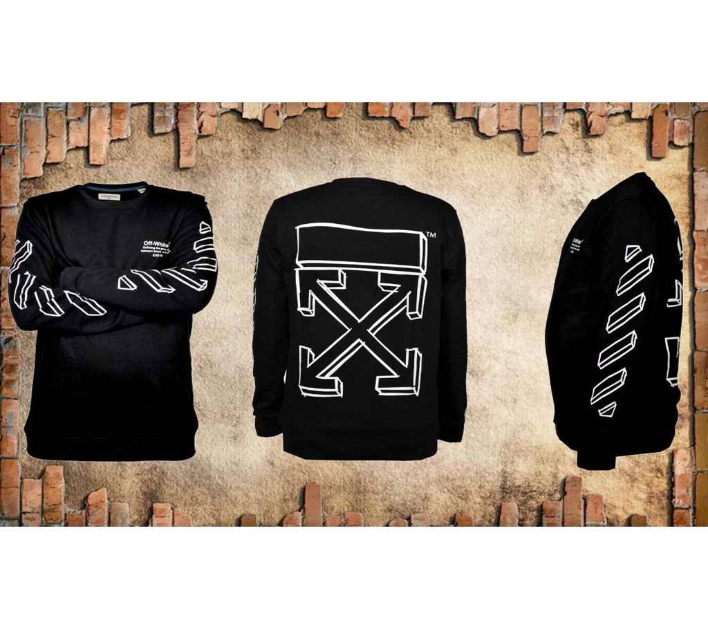 BLACK COTTON SWEATSHIRT FOR MEN