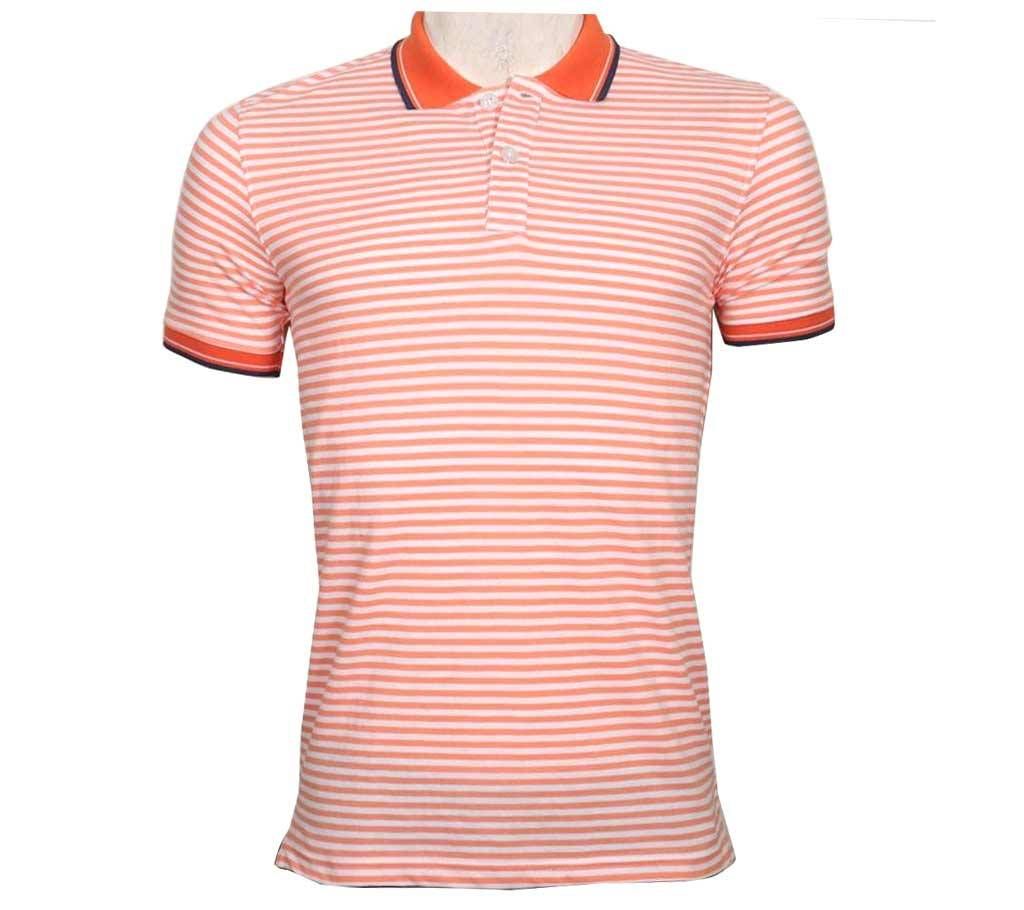 Orange &white Color stripe Polo shirt