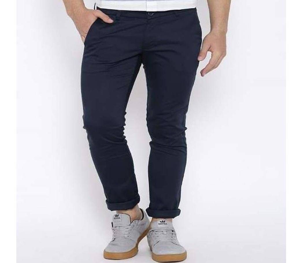 Deep Midnight Navy Blue Narrow Gabardine Pant