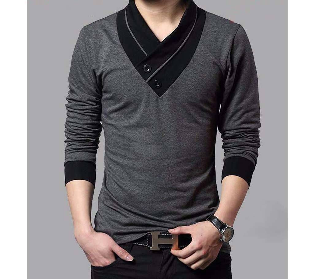 Gents Full Sleeve V-Neck T-Shirt