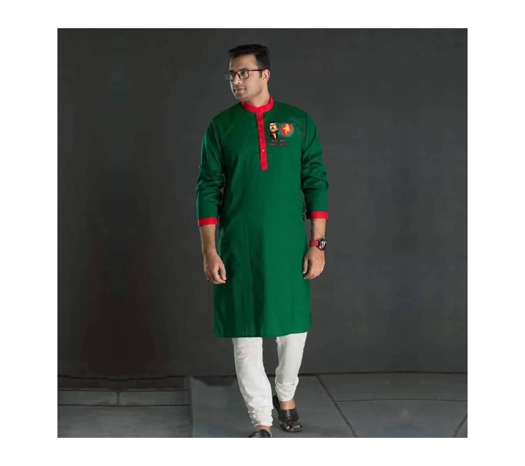 semi long panjabi for men-REd and Green 
