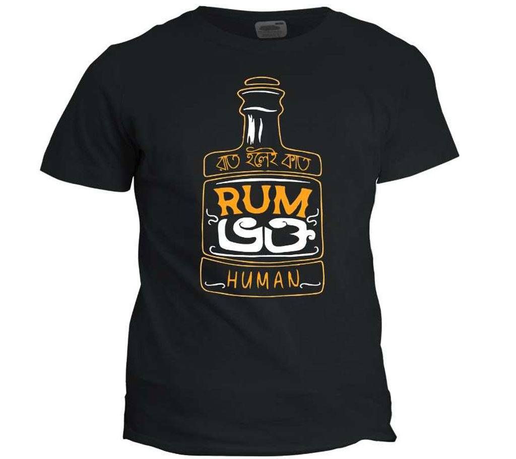 RAT HOLEI KAT BLACK COTTON TSHIRT FOR MEN
