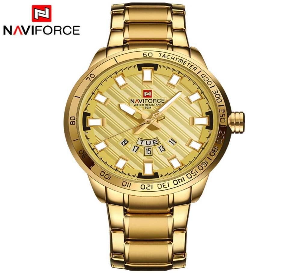 Golden Stainless Steel Analog Watch