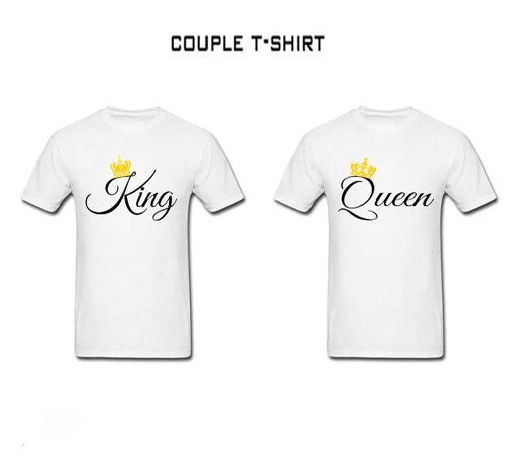 King Queen Couple Half Sleeve Cotton T-Shirt