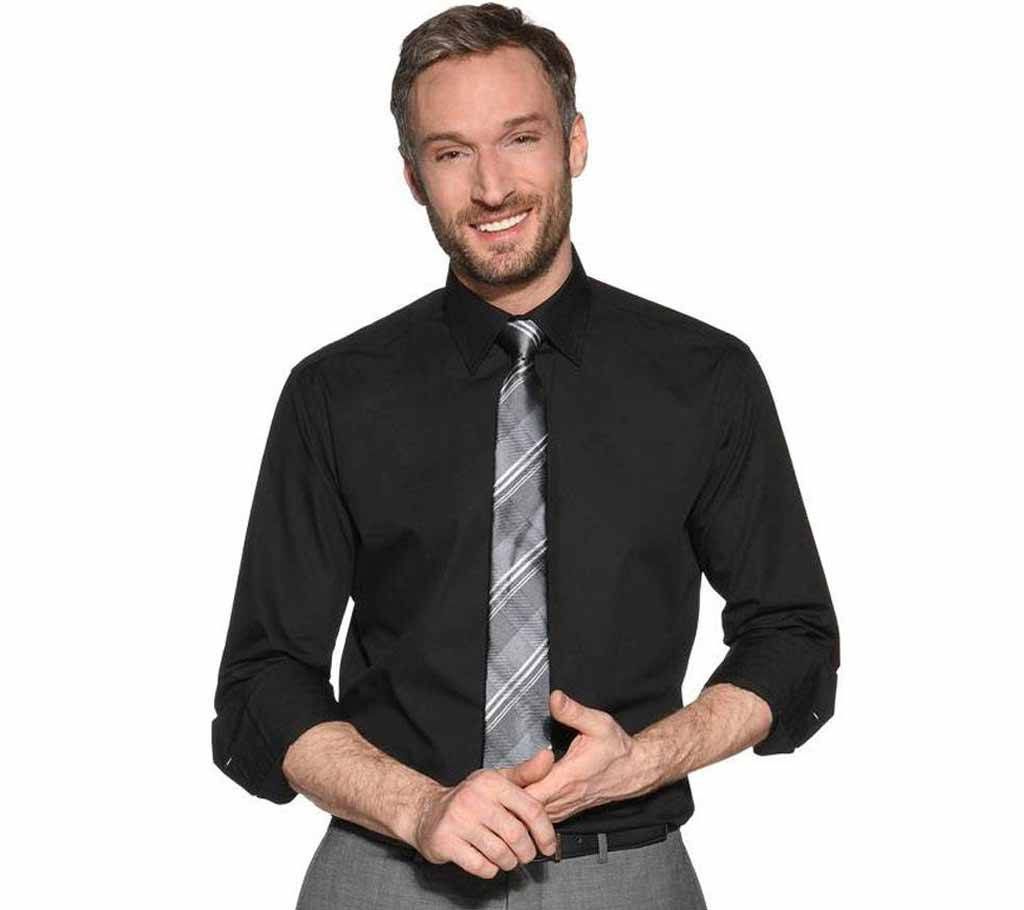 Glazy Black Cotton Formal Shirt