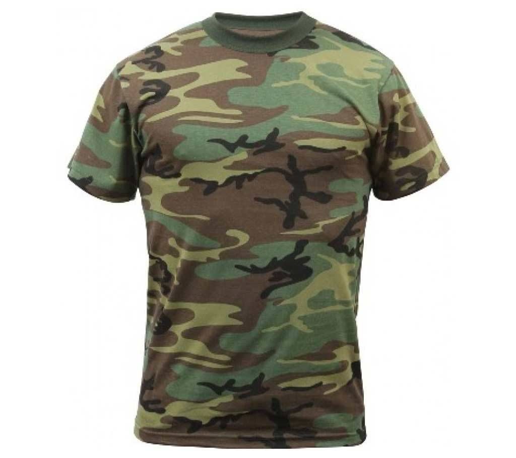 Gents Half Sleeve Cotton Army T-Shirt