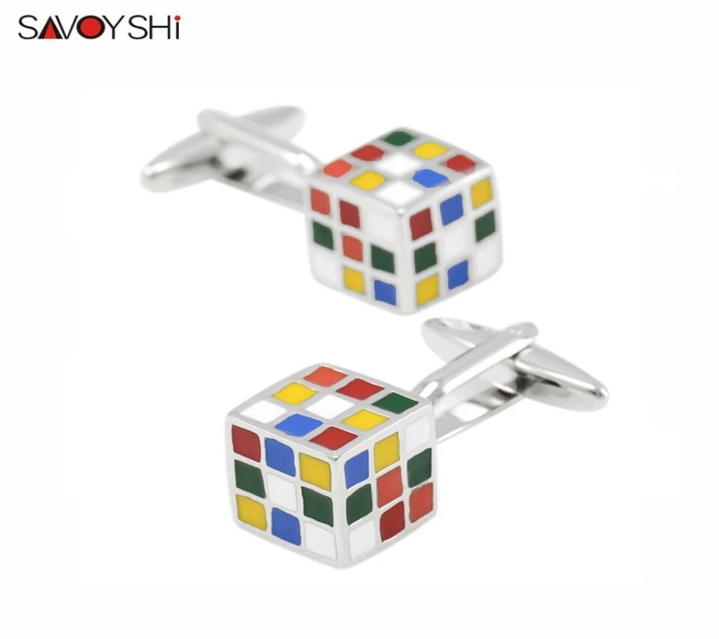 SAVOYSHI Novelty Muti-color Brass Material 3D Magic Cube Design shirt cufflinks for mens