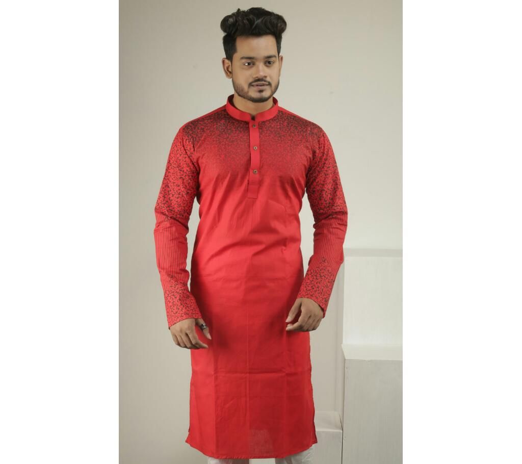 Cotton Punjabi ( Red & black leaf Shading)
