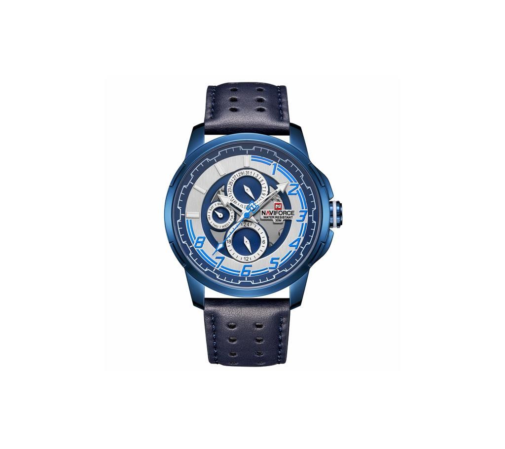 NAVIFORCE NF9142 Royal Blue PU Leather Chronograph Watch For Men - Royal Blue