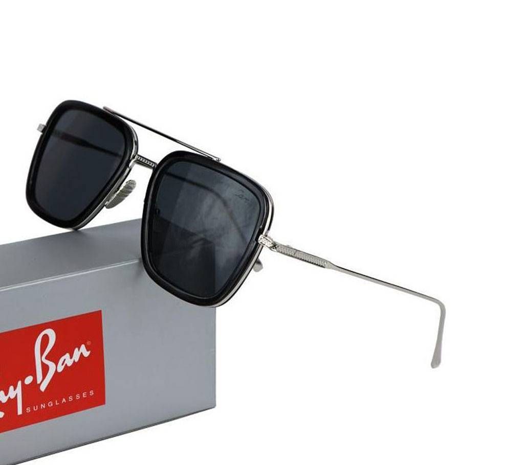 Black Lens Silver Frame Iron Man Sunglasses For Men with Stylish Box  (Copy)