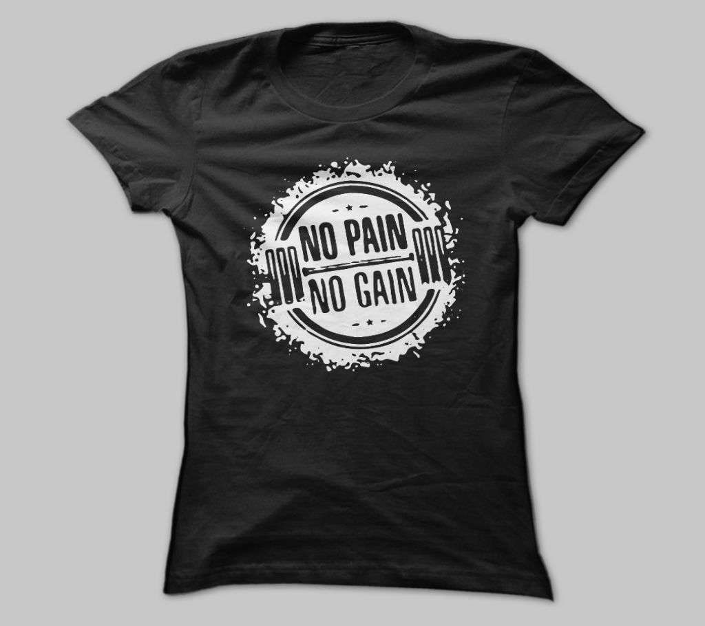 NO PAIN NO GAIN  2 BLACK  COTTON TSHIRT FOR MEN
