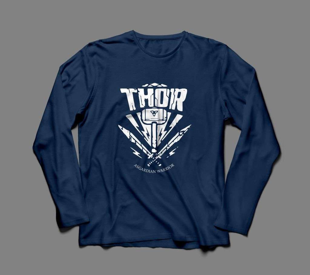 THOR LONG SLEEVE NAVY BLUE  COTTON TSHIRT FOR MEN