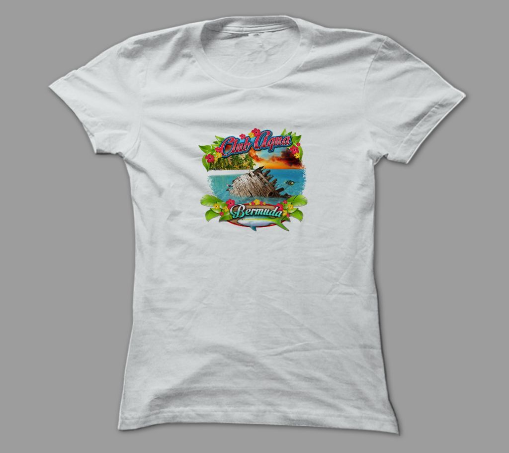 Club Aqua White Polyester T-Shirt