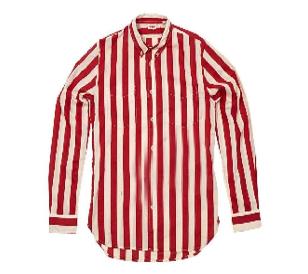 RED & White Colour Step Shirt For Men  