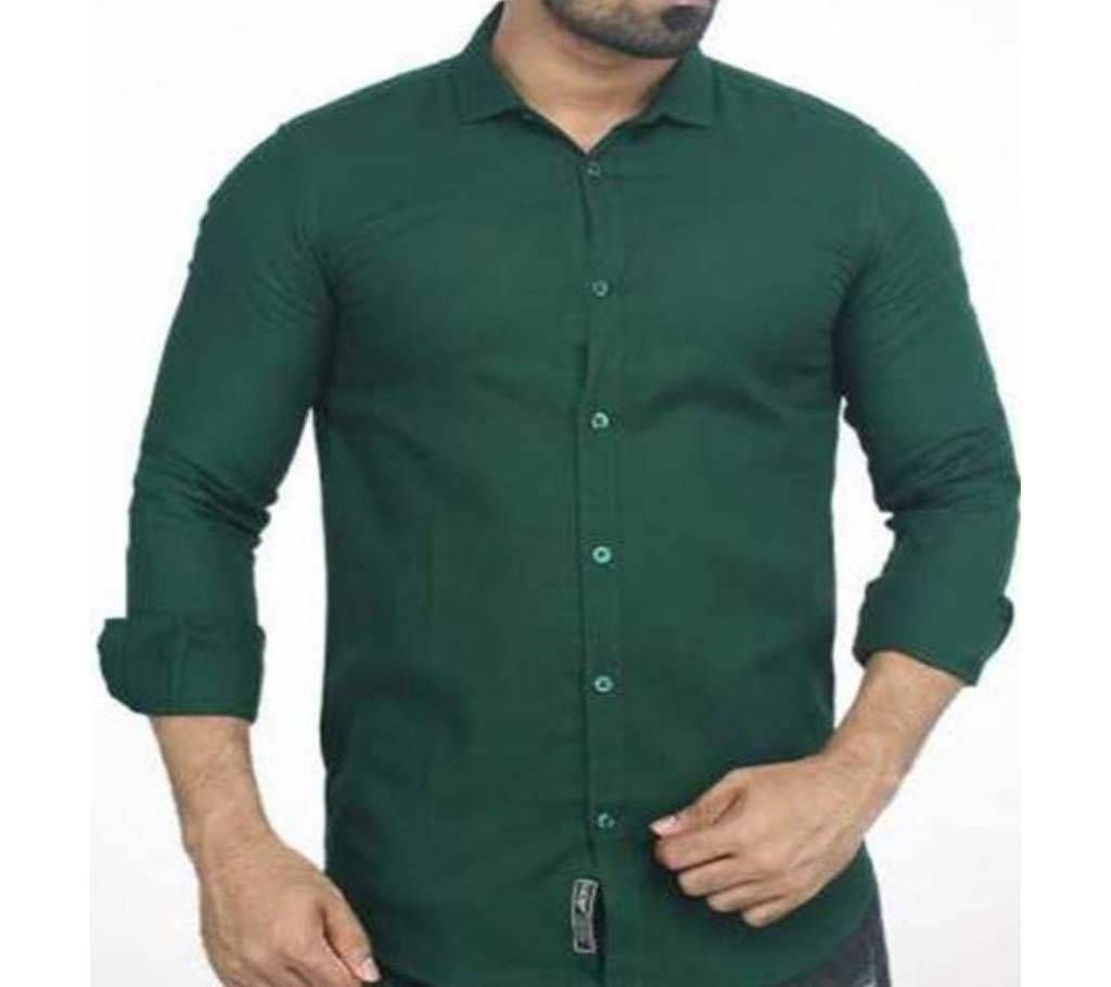 Green Panama Long Sleeve Casual Shirt For Men  10a