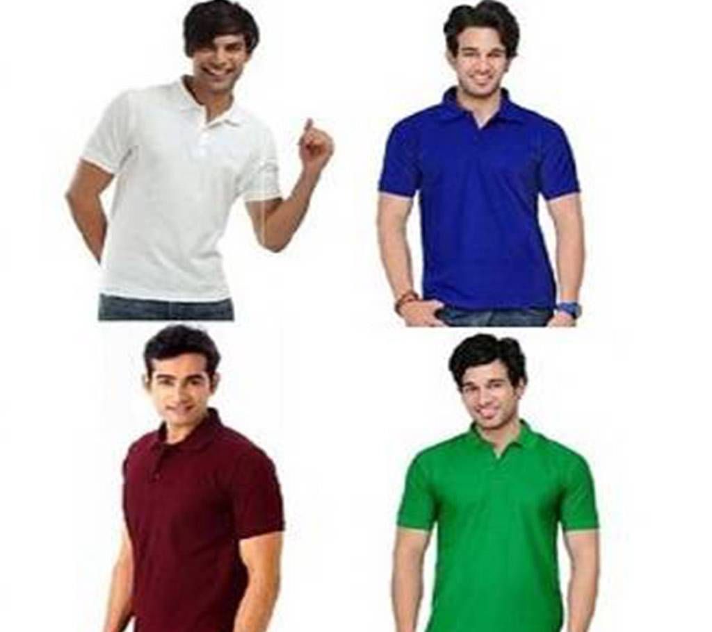 MULTICOLOR Casual Half Sleeve Polo t-Shirt For Men Combo Pack of 4