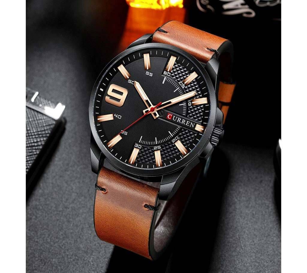 CURREN 8371 LEATHER WATCH FOR MEN BROWN