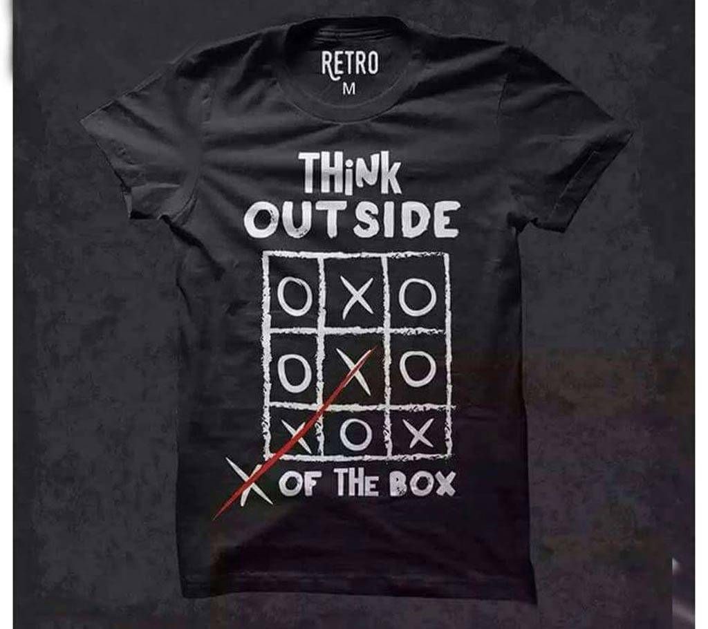 Think Outside of the Box mens round neck t shirt 