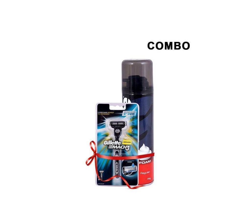 Combo of Gillette Mach 3 Razor and Shaving Foam