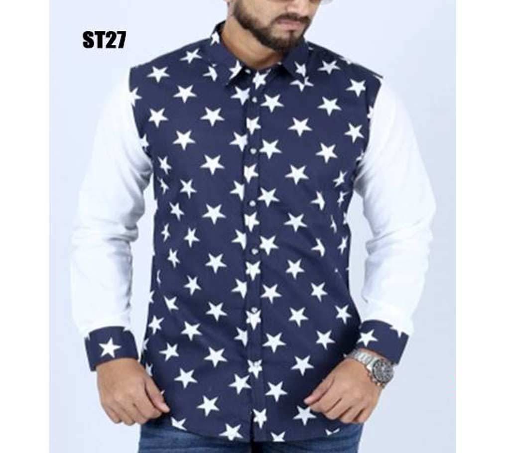 Blue Star Full Sleeve Cotton Shirt For Men