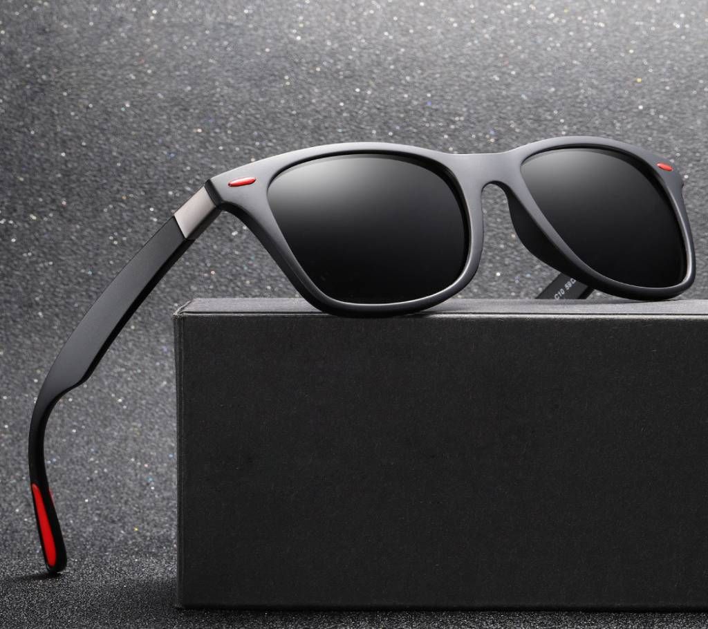 Guy's Sun glasses Square Rivet Wrap Frame Polarized Sunglasses