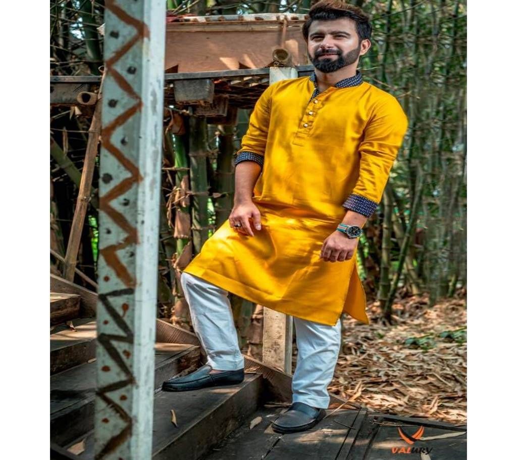 Dark Goldenrod Contrast Cotton Panjabi
