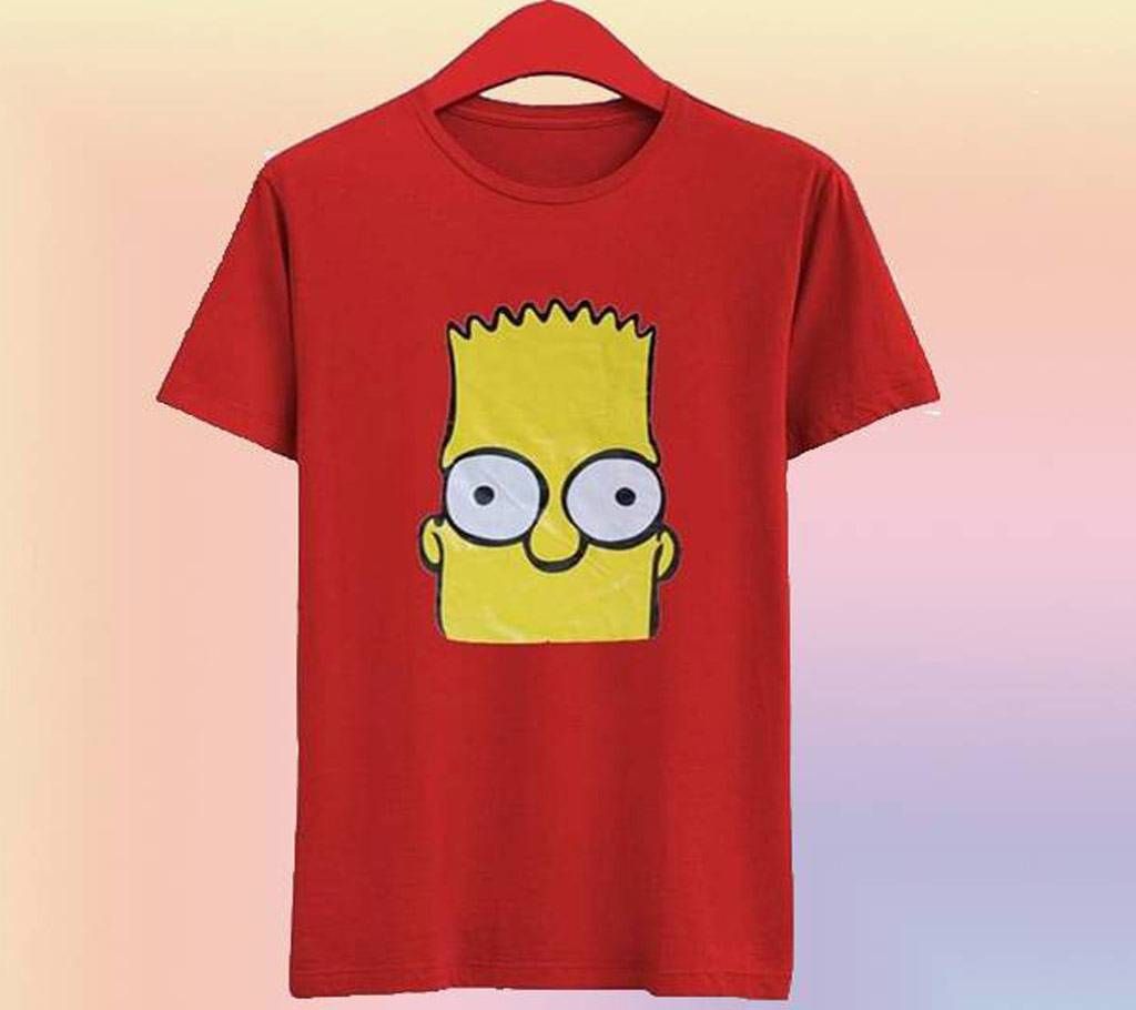 Red Simpson Half Sleeve Cotton T Shirt For Men 