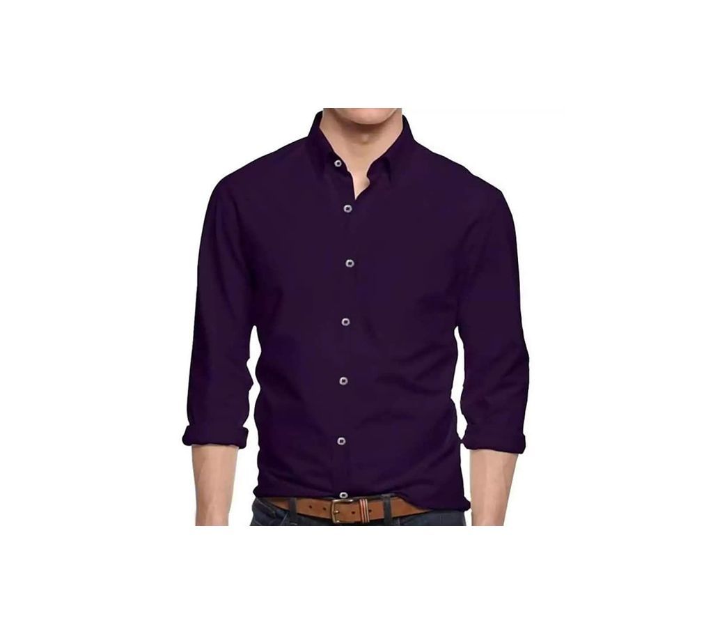 Mens Casual Smart Shirt Dark Purple