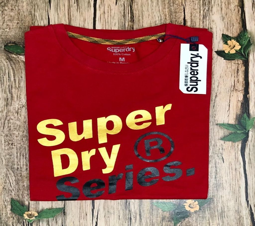 Super Dry Mens Premium Short sleeve Foil Printed Tshirt 5 Colour ( Brown, White, Red, Green, Black ) - WHA