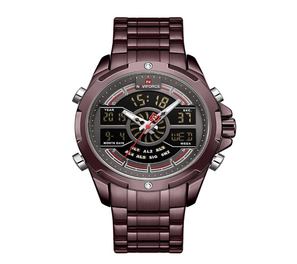 NAVIFORCE NF9170 Bronze Stainless Steel Dual Time Wrist Watch For Men - Bronze