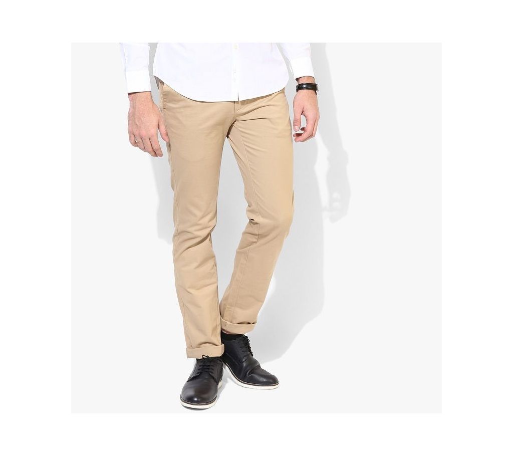 Cream Color Gabardine Pant For Men- P004