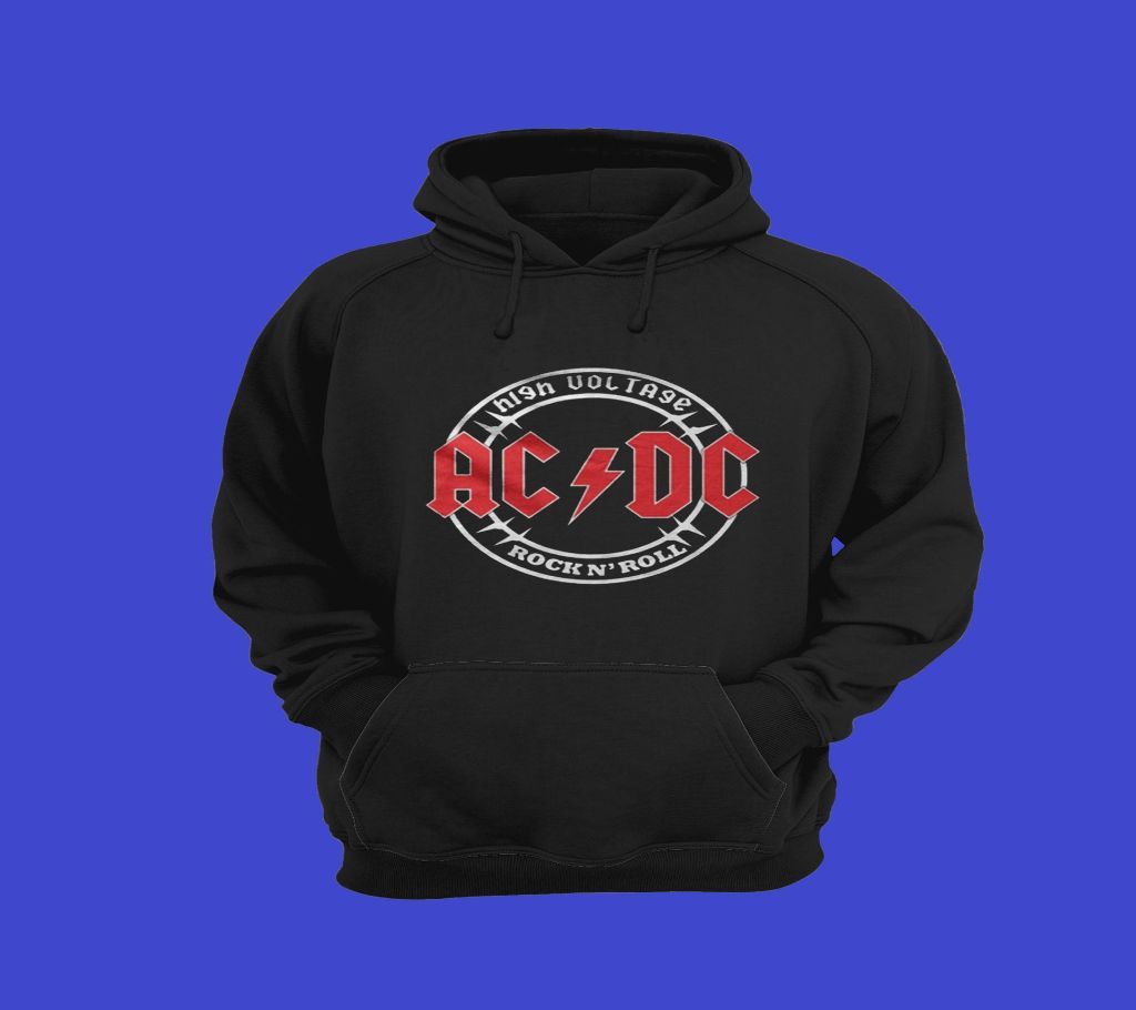 Mens Stylish Pullover Hoodie - Black - ACDC - OKB