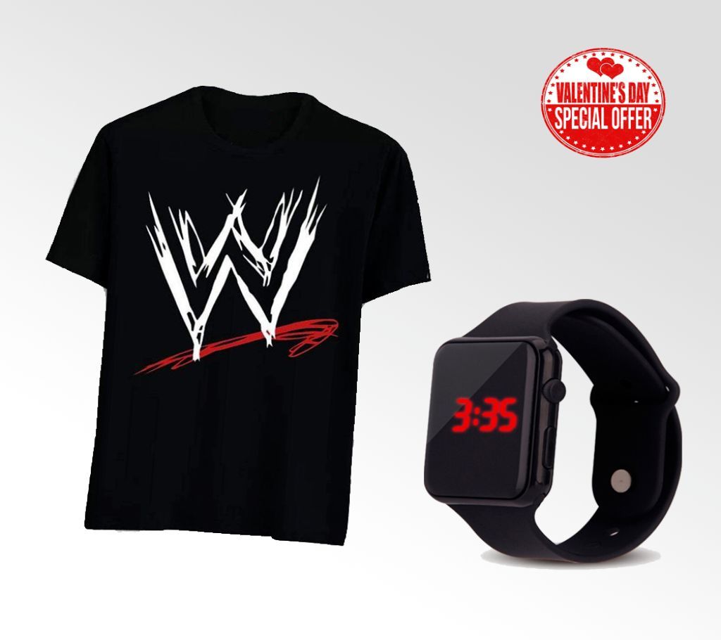 Mens T shirt and watch combo 