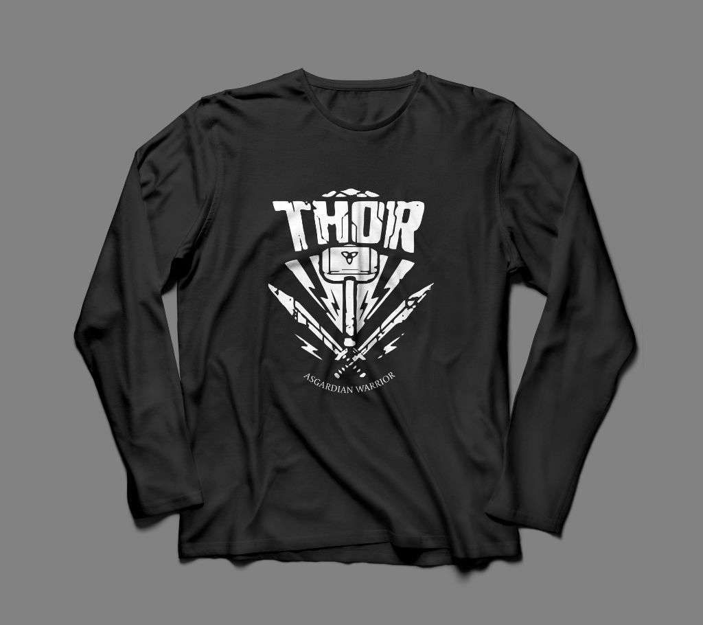 THOR LONG SLEEVE BLACK  COTTON TSHIRT FOR MEN